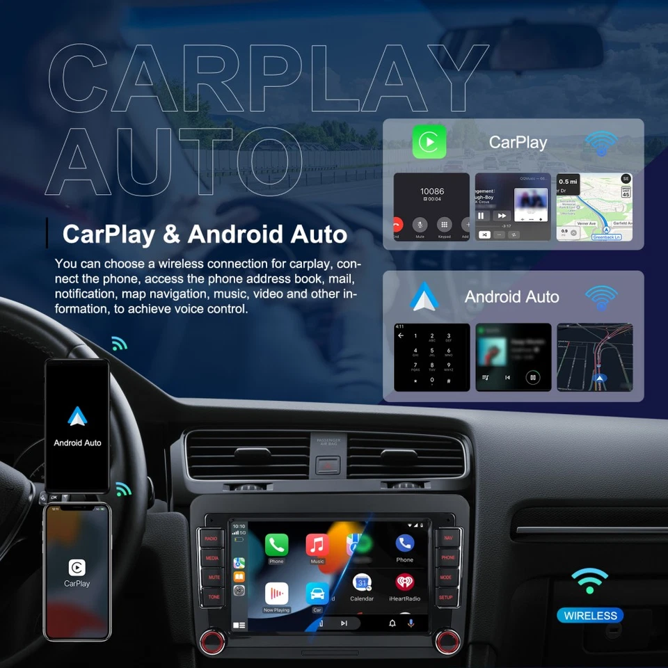 DAB+ Android 15 Autoradio Für VW Caddy 2003-2020 Apple Carplay Navi BT FM Kamera - Bild 3 von 4