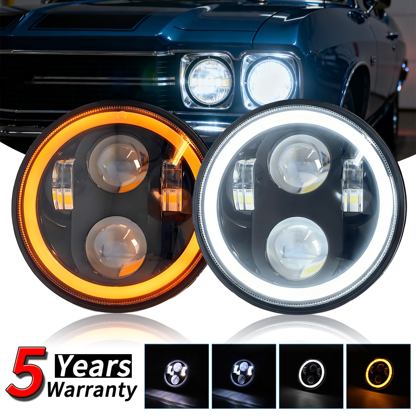 For Rolls-Royce Silver Wraith II 1977-1980 5x7" inch LED Headlights Hi/Lo Beam