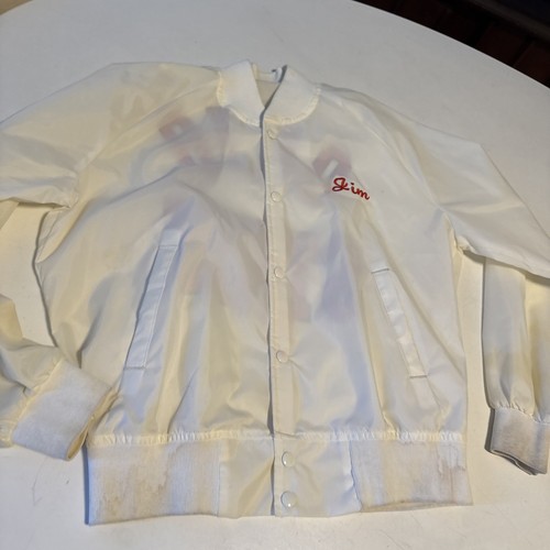 Giacca OSU Vintage Ohio State Anni 80 Bianco Raso Bomber Varsity Football Taglia L - Foto 5 di 12