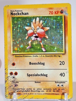 Pokemon Karte Nockchan 7/102 Basis Set Base 1999 Hitmonchan Holo Rare - HP