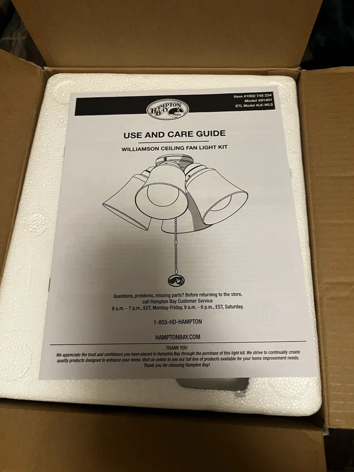 Hampton Bay WilliamsonLED Ceiling Fan Light Kit Brushed Nickel Universal - Image 2 of 3