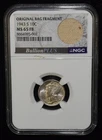 1943-S NGC MS65 FB 10C Mercury Silver Dime Original Bag Fragment