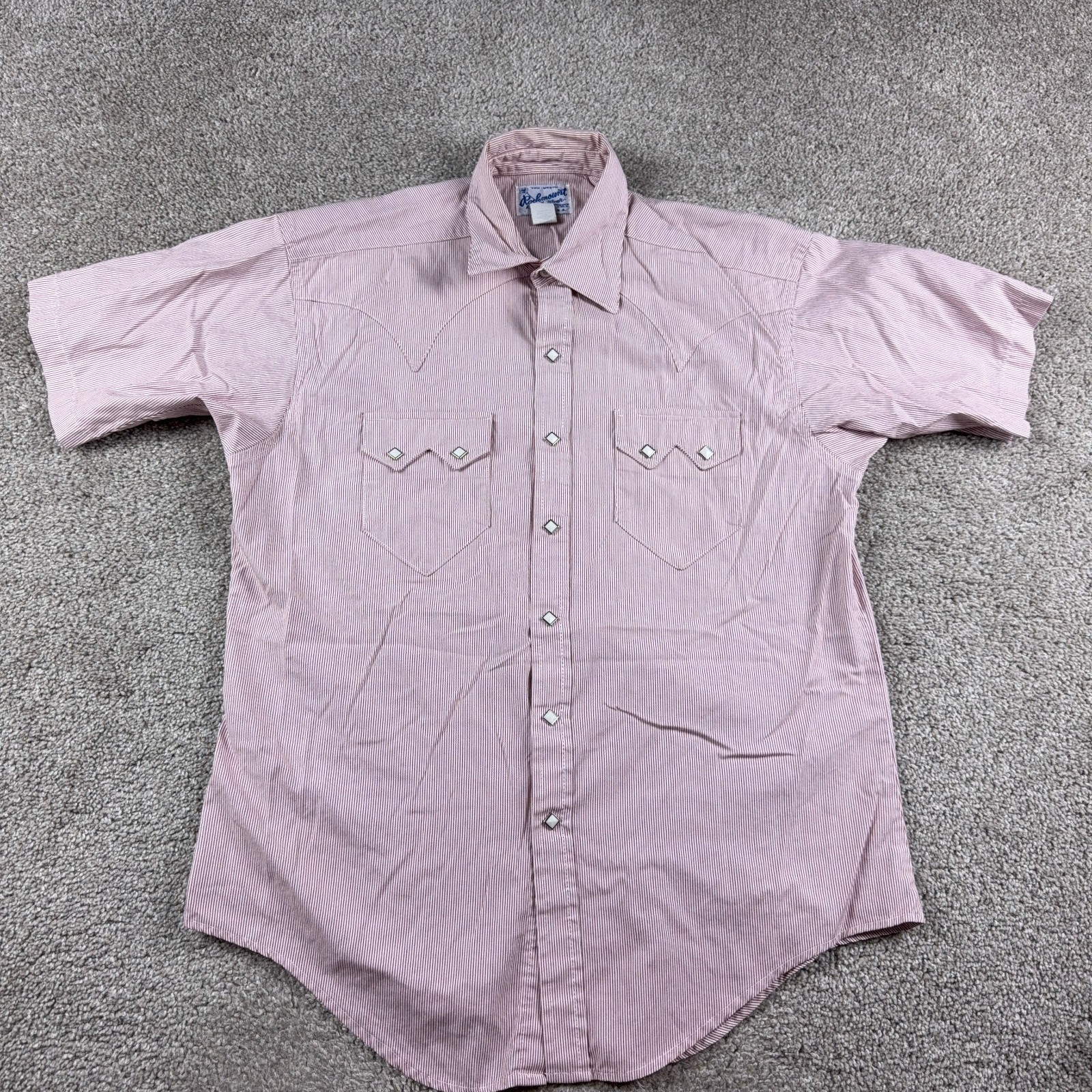 Rockmount Ranch Wear Shirt Mens Medium Red Striped Pearl Snap Sawtooth Yoke