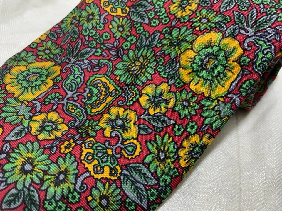 Henry A La Pensée Colourful Flower Silk Print Men Vintage Necktie PEC - Image 2 of 4