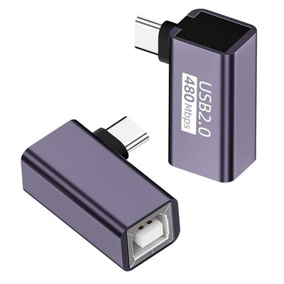 2 PCS 90 Degree Right Angle USB C Male To USB B Female MIDI Printer Adapter