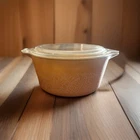Pyrex Woodland Tan Light Brown 1.5 L. Casserole Dish 474-B With Lid Vintage