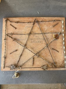 Rustic Texas Lone Star State Homemade Wall Art Barbed Wire Hardware Wooden 