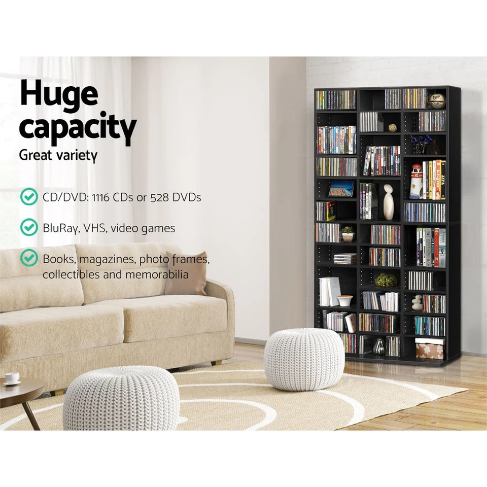 Artiss Bookshelf Display Shelves CD DVD Storage Rack Stand Bookcase Black BERT - image 3 of 4