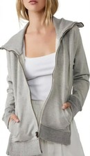 Free People Movement Baseline Gray Front Zip Sweatshirt Size Medium