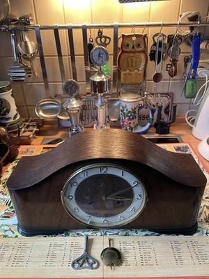 Vintage, DUGENA 50er Jahre Tischuhr, Buffetuhr, Kaminuhr, original Schlüssel 