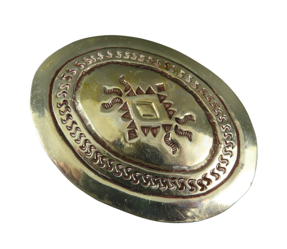Vintage MARKED MEXICO Silver Alloy? LADIES BELT BUCKLE Stamped Western SUNBURST - Image 2 of 4