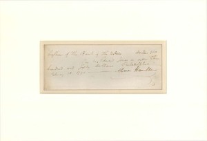 Matted Check signed by Alexander Hamilton - 1795 dated Autograph Check - Autog