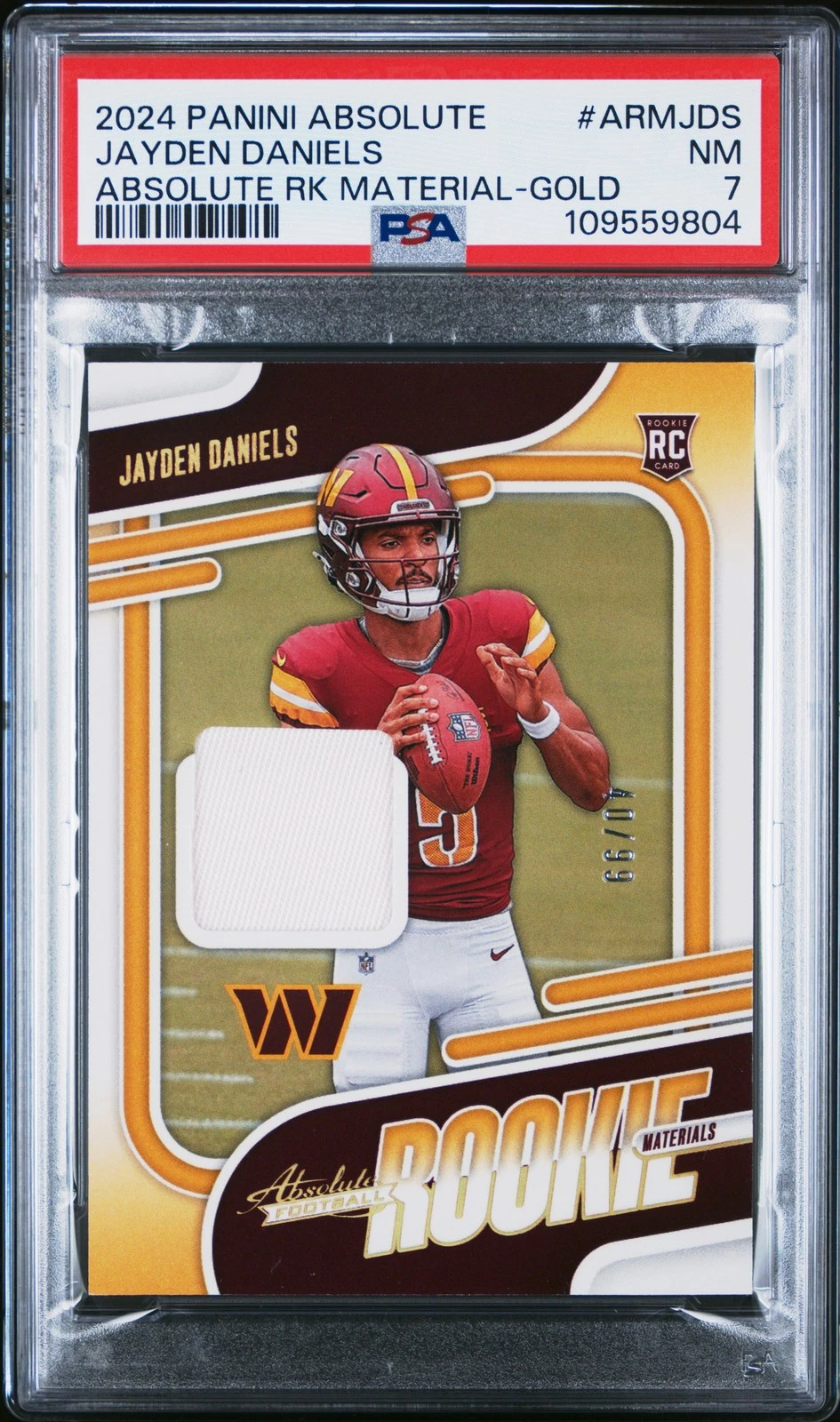 Jayden Daniels Panini Absolute Absolute Rookie Materials #ARMJDS Gold