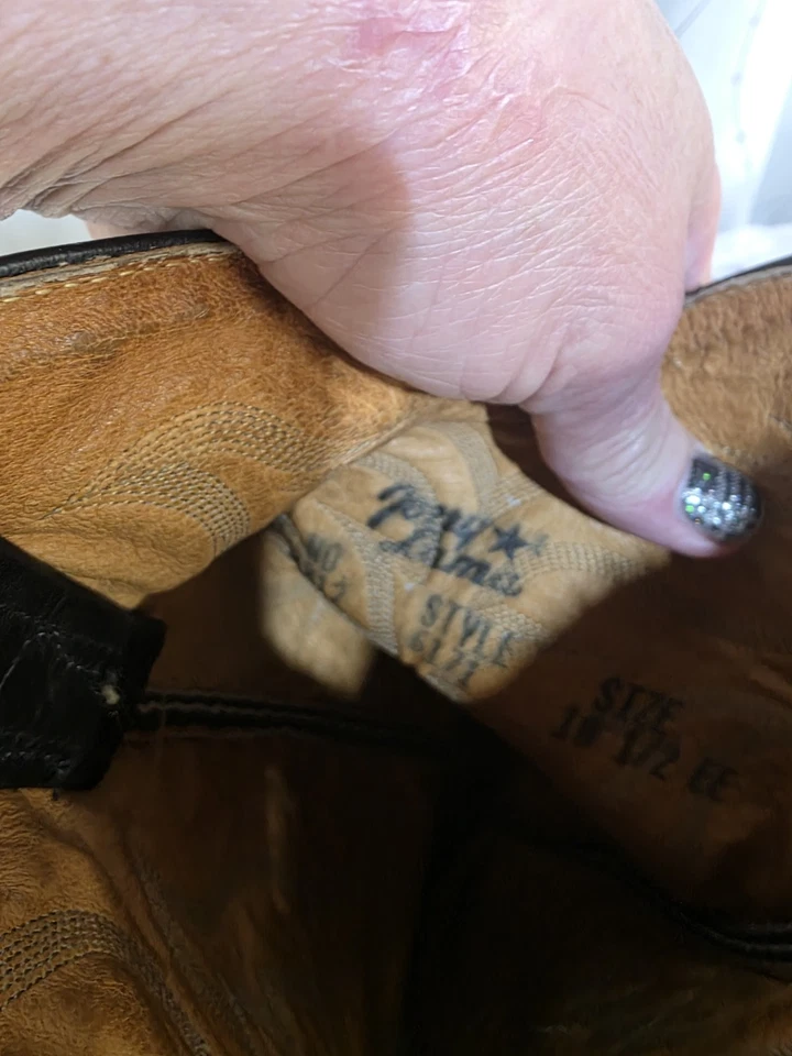 Vintage Tony Llamas 6171 Black Brown Boots 10.5 EE Shoulder Leather Western - Image 3 of 4