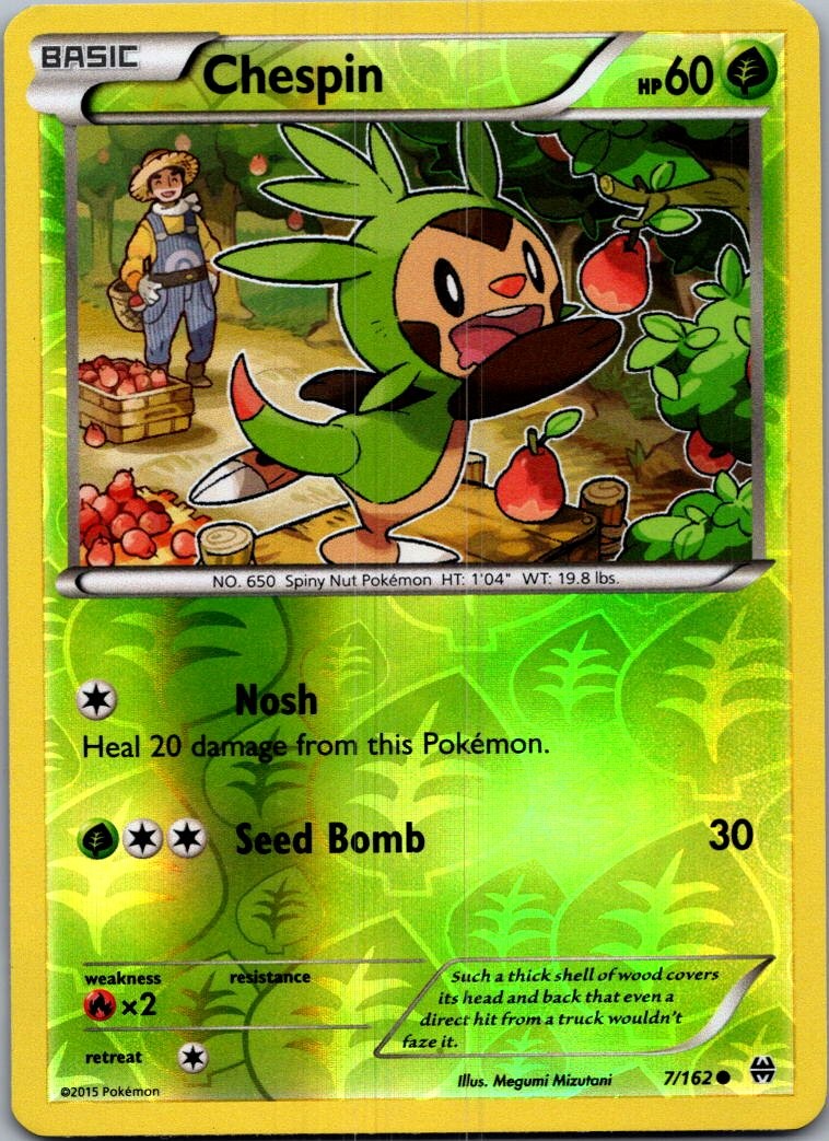 Chespin 7/162 Common BREAKthrough Pokemon Reverse Holo Near Mint