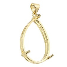 Blank Pendant Tray, 17 x 25 mm Drop-Shaped Bezel Tray Setting, Gold