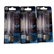 3 Pack GE 40w Clear T10 Tubular Appliance E26 Reveal HD Light Bulbs 290 Lumens