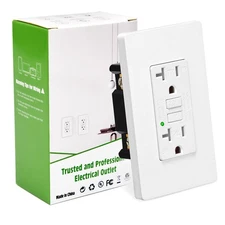 20A GFCI Outlet Tamper Weatherproof Self-Test ETL FCC Listed LED Status for Home