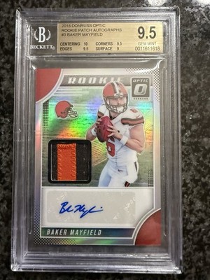 2018 Donruss Optic Baker Mayfield Rookie 2 CLR Patch #6/35 BGS 9.5 Auto 10