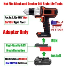 1 for Milwaukee M18 RED Batteries Convert To fits Black & Decker 20v MAX Adapter