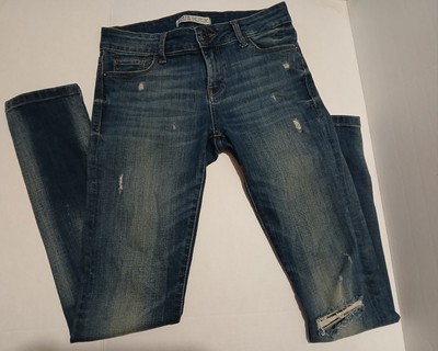 Zara Basic Dept Z1975 Skinny  Distressed Zip  Denim Jeans Size 4 