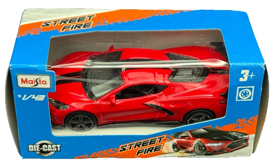 Красный Chevrolet Corvette купе C8 2020 Street Fire Accelerate Maisto 2022 1:43 - Изображение 2 из 4