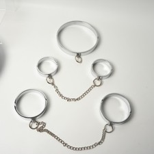 Men/Women Metal Circle Hand Ankle Neck Collar Cuffs Bondage Set Chain Lockable