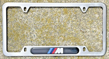 Bmw Oem M Logo Polished Stainless Steel License Plate Frame Single 82120010405