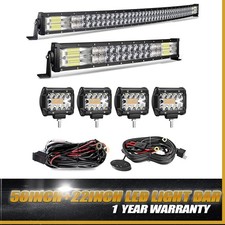 50" 22" Curved LED Light Bar Off Road Light with 4X 4In 60W LED Pods for ATV