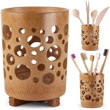 Bamboo Wooden Holder Toothbrush Pen Makeup Brush Organizer Bathroom Storage