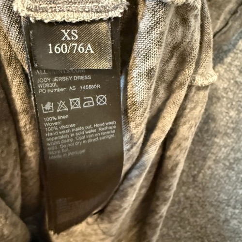 Robe All Saints femme XS grise manches courtes jody jersey robe lin volants ourlet - Photo 6/10