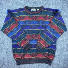 Vintage City Streets Sweater Medium Primary Colors Cosby 80s Dad
