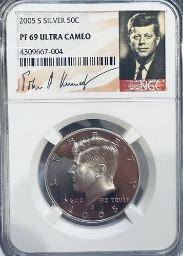 2005-S 90% Silver JFK Half $ GEM ~ NGC PR69 ULTRA CAMEO ~ JFK Signature