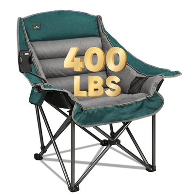 Oversized XL Padded Camping Chair w/Cell Phone Holder, Large Camp Lounge Chai...