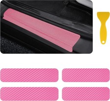 4PCS Car Door Sill Protector with Scraper Carbon Fiber