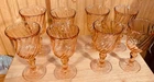 Arcoroc France Rosaline Pink Swirl Depression Glass Goblets Water Wine set of 8