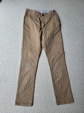 H M Boys Flat Front Chino Style Pants Size 9-10 Adjustable Waist Beige