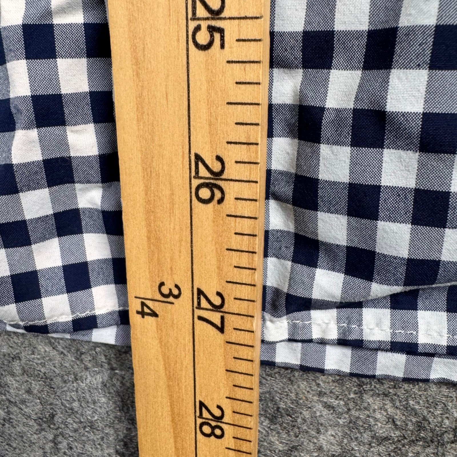 Express Men M Fitted Gingham Button Up Shirt Navy… - image 3