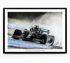 LEWIS HAMILTON SIGNED PRINT PHOTO POSTER 2021 FRAMED F1 FORMULA ONE MERCEDES