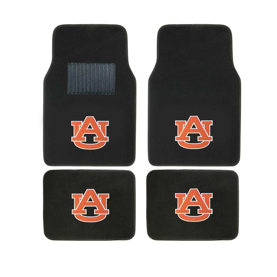 7pc NCAA Auburn Tigers Car Truck Floor Mats Steering Wheel Cover Headrest Covers - Image 2 of 4