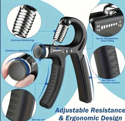 Grip Strength Trainer Con Contatore Smart – Resistenza Regolabile 11-132 Lbs (5-60 Kg) Per Sport, Riabilitazione E Allenamento Avambracci, Nero/grigio
