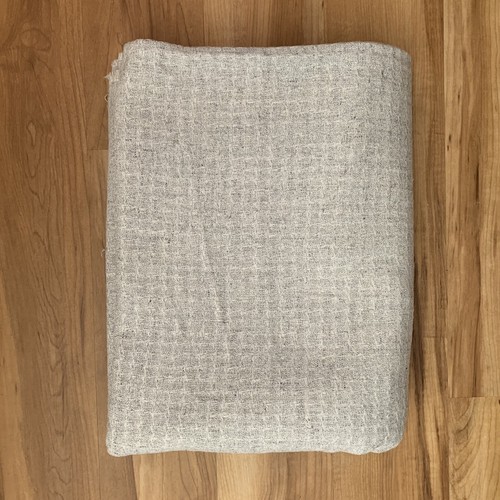 Vintage Gray Cotton Polyester Woven Square Texture Fabric 5 Yards 59”W x 180”L - Picture 3 of 6