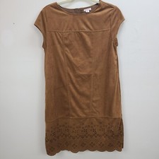 Xhilaration Dress Women Medium Brown Faux Suede Soft Lined Zip Cutouts