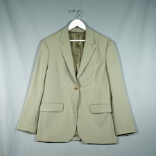 Arket Marzotto Blazer Jacket Womens 10 Green Wool Single Button Smart Wedding