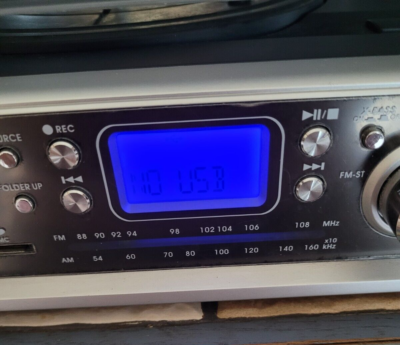 Platine Vinyle Radio Numérique INOVALLEY RETRO 04, Grise, USB/SD/MP3 - Occasion