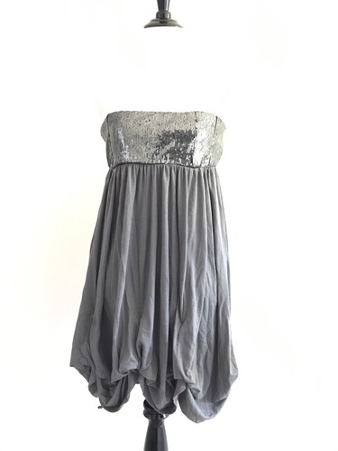 Steve Madden Womens Tube Dress Size Small Flare Asymmetrical Pleated Tunic Gray