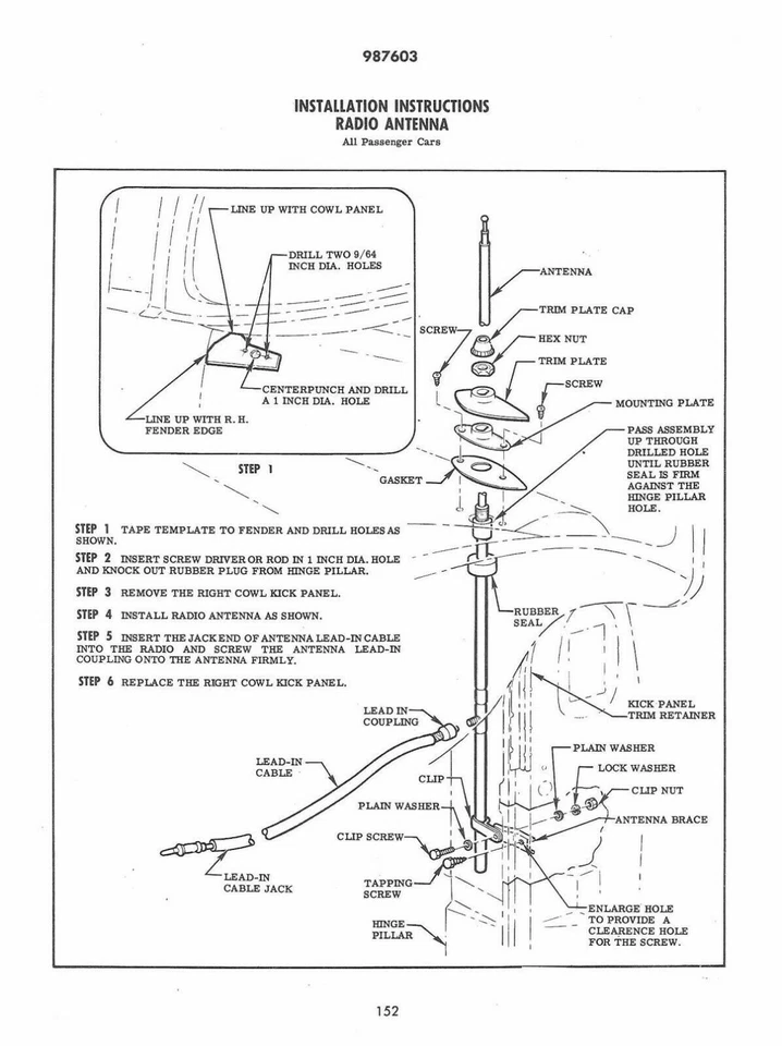 Enchufe de eliminación de antena - Ford Mustang Fairlaine Torino Falcon Thunderbird serie F Foto 2 de 2