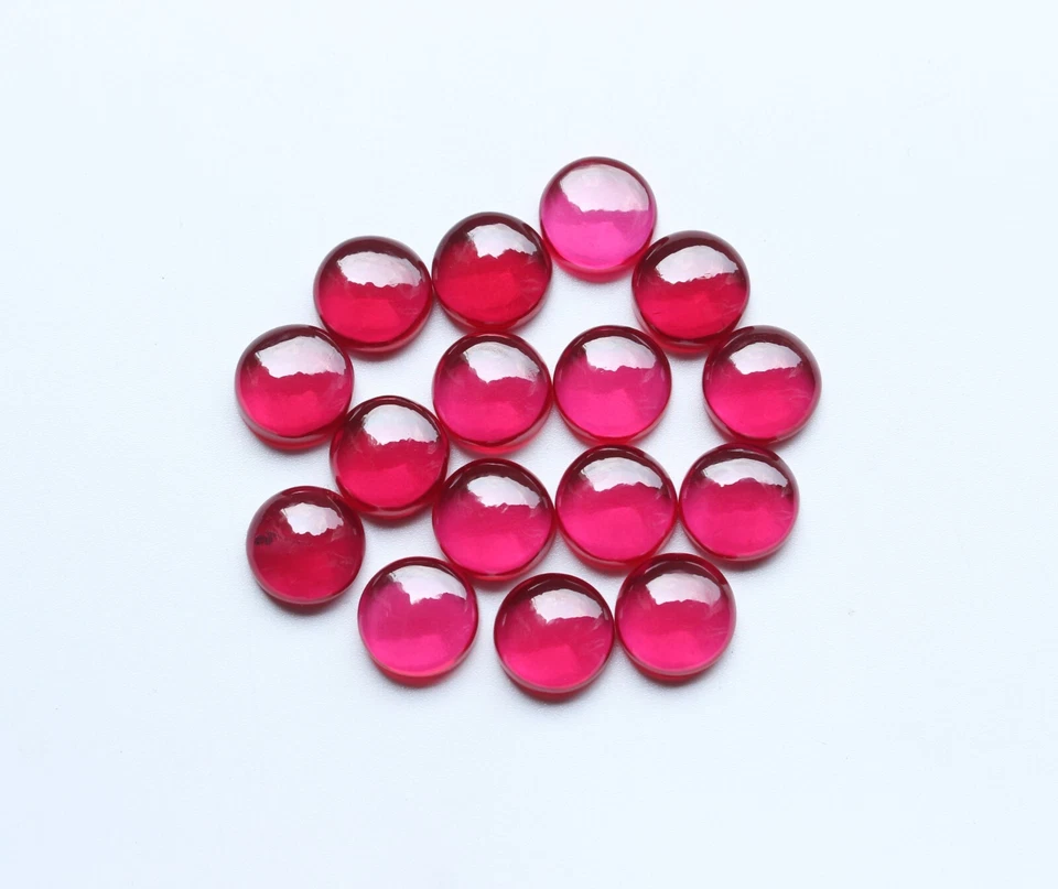 Ruby Gemstone Lab Created Red Ruby Smooth Polish Round Cabochon Lot 6,8,10,12MM - Image 2 of 4