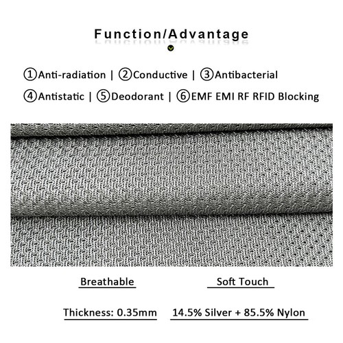 EMF Shielding Eyelet Fabric Anti Radiation Protection RFID Wifi Blocking Cloth - Picture 2 of 10