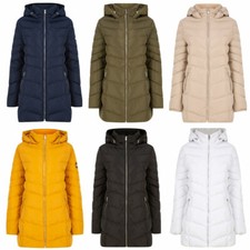 Tokyo Laundry Women's Puffer Jacket Longline Quilted Padded Hooded Coat Long